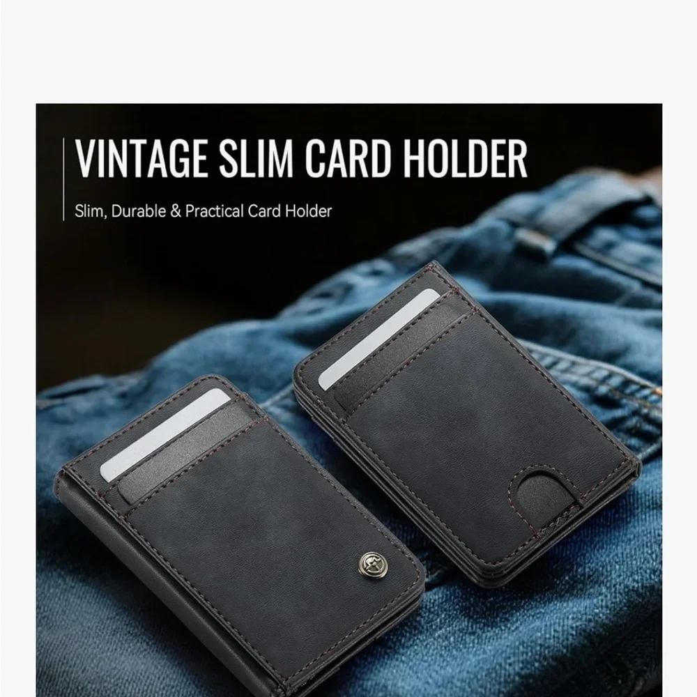 Wallet unisex RFID Blocking Card Holders And Money Slots Retro Black/347-Lb2